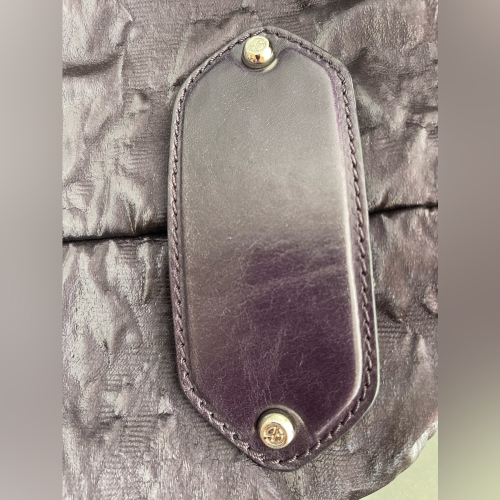 NWOT FRANCESCO BIASIA LEATHER TRIM SATCHEL. Deep Purple! Soft, Supple Materials! - Picture 8 of 13